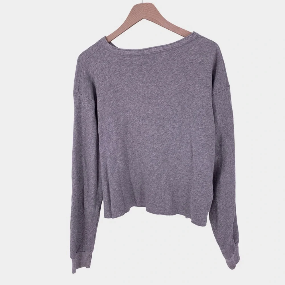 Brandy Melville Crop Oversized Sweatshirt Gray O/S - Picture 2 of 4